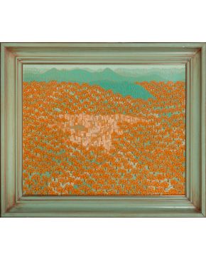 6-EVARISTO GUERRA (Vélez-Málaga, Málaga 1942) Castellón". 1981  Óleo sobre lienzo Firmado También al dorso firmado, fechado y titul