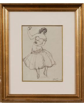 57-XAVIER NOGUÉS (Barcelona 1873-1940) Gitana". 1912 Tinta sobre papel Firmado y fechado "París 1912" Medidas: 21,4 x 15 cm.