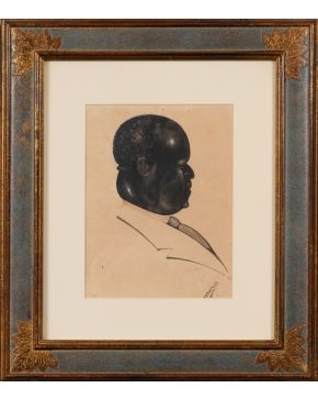 58-JUAN ANTONIO MORALES (Villavaquerín 1909-Madrid 1984) Caricatura de perfil del Carlos Vizcay". c. 1930 Gouache sobre papel Fir