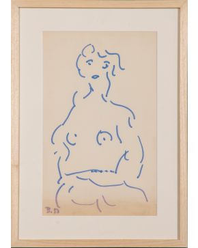 59-FRANCISCO BORES (Madrid 1898-París 1975) “Mujer”. 1950 Tinta sobre papel Firmado y fechado B. 50" Medidas: 45,50 x 29 cm.