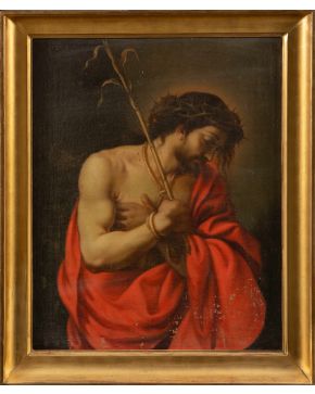 804-ESCUELA ITALIANA, S. XVII Ecce Homo"" Óleo sobre lienzo. Medidas: 82 x 62 cm.""