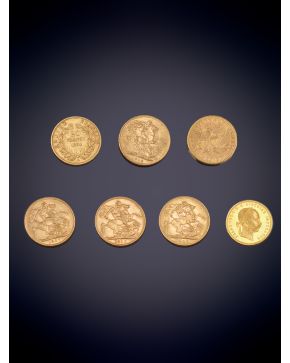 974-LOTE FORMADO POR VARIAS MONEDAS (7) EN ORO AMARILLO DE 18K.