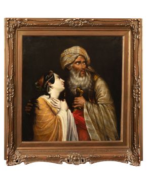 594-ESCUELA ITALIANA S. XIX  El Sultán"" Óleo sobre lienzo Medidas: 79 X 73 cm.  ""