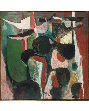 2004-ROSARIO MURABITO (Trecastagni, Catania 1907-Casoli, Camaiore, Lucca 1972)   Composición Óleo sobre lienzo Firmad