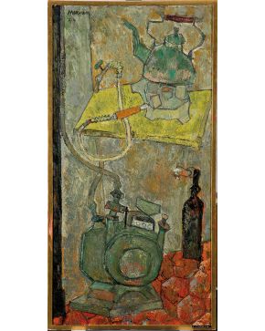 2030-JEAN-JACQUES MORVAN (París 1928-2007)  Le compteur à gaz. 1954 Óleo sobre lienzo Firmado y fechado 1954 Tambi