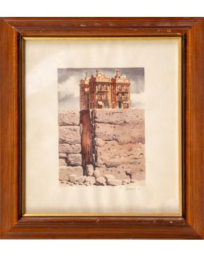 2050-ARNAU ALEMANY (Barcelona 1948) Vista desde el murete. 1981 Acuarela sobre papel Firmado y fechado 1981 Medidas: 