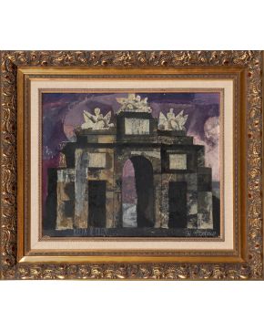 485-FRANCISCO ECHAUZ (Madrid 1927-2011) Puerta de Toledo, 1961 Acrílico sobre lienzo Firmado, fechado y titulado Puerta