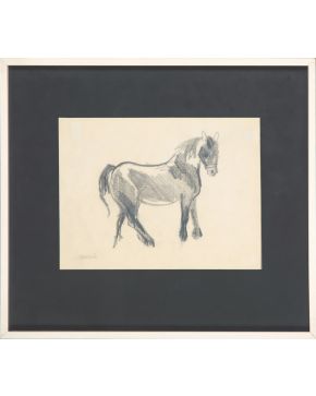 6-EMILIO GRAU SALA (Barcelona 1911-París 1975) Caballo Carboncilllo sobre papel Firmado Medidas: 21,5 x 29 cm.