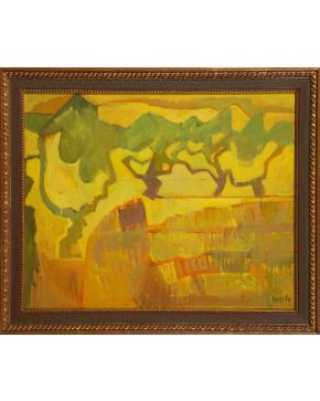36-FRANCISCO BORES (Madrid 1898-París 1972) Paisage jaune. 1950 Óleo sobre lienzo Firmado y fechado 1950 Al dorso fir