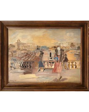 44-HERNANDO VIÑES  (París1904-1993)  Vista de París. 1929 Óleo sobre lienzo Firmado y fechado 1929 Medidas: 59,5 x 80