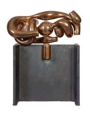 52-MIGUEL ORTIZ BERROCAL (Villanueva de Algaidas, 1933-Antequera, 2006) “La Maja”. 1977-78 Bronce dorado de 11 elementos mas