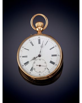 914-RELOJ DE BOLSILLO ÁNCORA LIGNE DROITE FINALES DEL S XIX PRINCIPIOS S XX Movimiento de áncora. Caja en oro amar