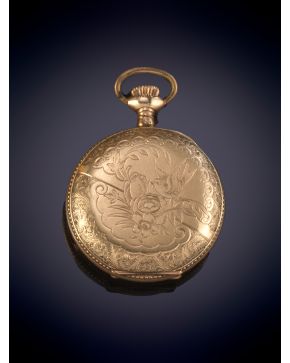 789-MIGNON. RELOJ DE BOLSILLO DE PLATA SOBREDORADA. ESFERA BLANCA CON NUMERACION ROMANA EN NEGRO. SEGUNDERO A LAS SEIS.AGUJAS TIPO