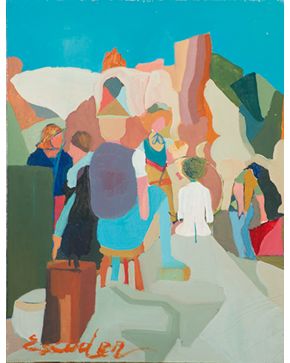 2002-JOAQUÍN ESCUDER (Alcañiz 1961) Carnaval Óleo sobre lienzo Firmado Medidas: 61 x 46,3 cm. 