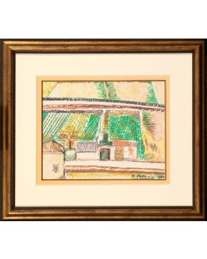 11-BENJAMÍN PALENCIA (Barrax 1894-Madrid 1980) Casa Vallecana. 1970 Tinta sobre papel Firmado y fechado 1970