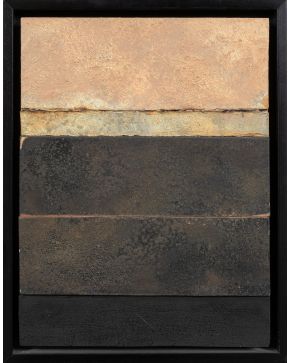 40-FRANCISCO FARRERAS (Barcelona 1927-Madrid 2021) Nº 737 A. 2006 Collage de papeles, lijas y tablas pintadas sob