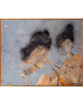 8-ENRIQUE BRINKMANN (Málaga 1938) Golfistas. 1980 Óleo sobre tabla Firmado y fechado 1980 Firmado, fechado 