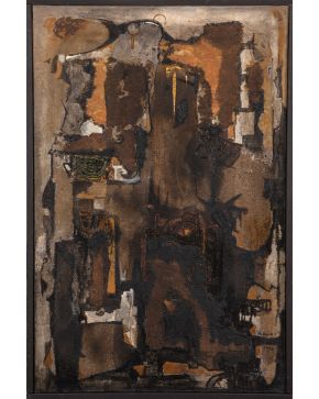 37-LUCIO MUÑOZ (Madrid 1929- 1998) Sin título #198. 1956 Óleo sobre lienzo Firmado y fechado 1956 También a