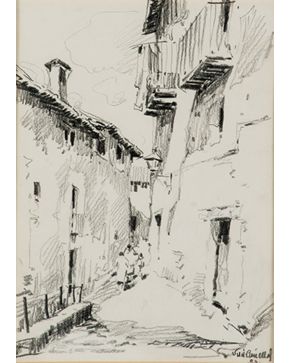 2024-JOSEP VILA CAÑELLAS (Barcelona 1914-2001) Vista de pueblo"". 1982 Lápiz sobre papel Firmado y fechado 1982 Medidas