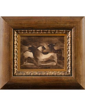 11-MAROLA (Gijón 1905-1986) Toros"" Acuarela sobre papel Firmado Medidas: 17 x 22 cm.""