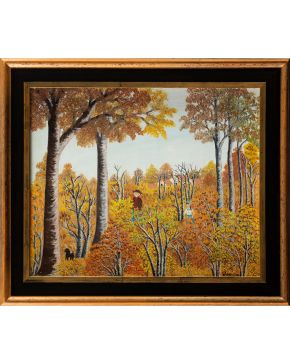 4-ROSARIO ARECES (Loriana 1929-Gijón 2022) Esplandeur d'Autum"" Óleo sobre lienzo Firmado “Rosario” También al dorso fi