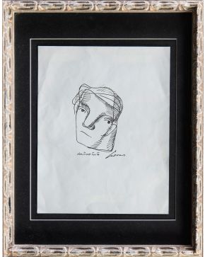 56-JOSÉ LUIS CUEVAS (Ciudad de México 1931-2017) Autorretrato"". c.1983 Tinta sobre papel Firmado y titulado Medidas: 3