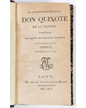 512-MIGUEL DE CERVANTES “El ingenioso hidalgo don Quijote de la Mancha” Ed., León, casa de Tournachon-Molin. 1810 4 vo